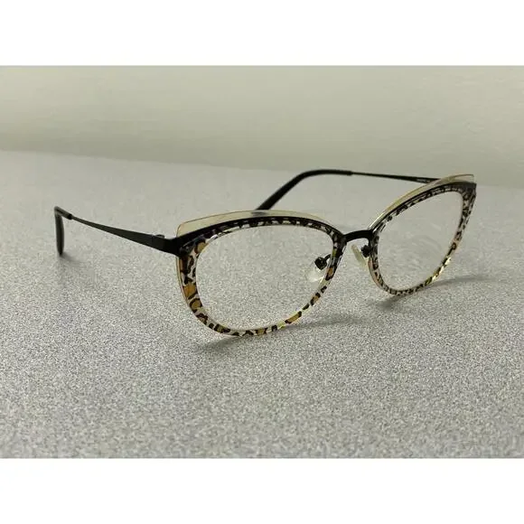 Jean Lafont Eyeglasses Brigitte 380 Leopard/Black Cat Eye Frame France 52-18 134